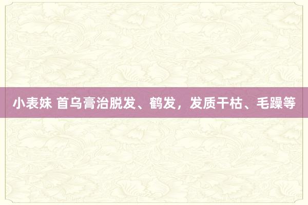 小表妹 首乌膏治脱发、鹤发，发质干枯、毛躁等