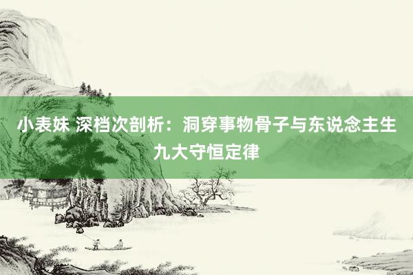 小表妹 深档次剖析：洞穿事物骨子与东说念主生九大守恒定律